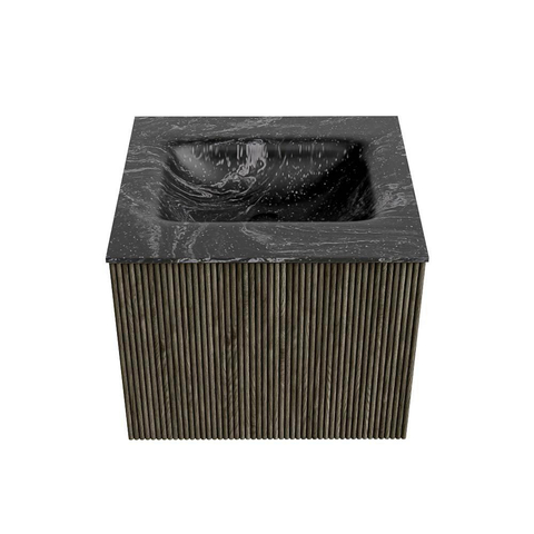 Mondiaz KURVE-DLUX Badkamermeubelset - 50x46x40cm - 1 lade - wastafel solid surface - midden - 1 kraangat - Shadow SW1414613