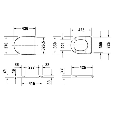 Duravit Starck 3 WC-zitting - 37x43.6x3.8cm - Kunststof - glans wit OUTLETSTORE STORE43982