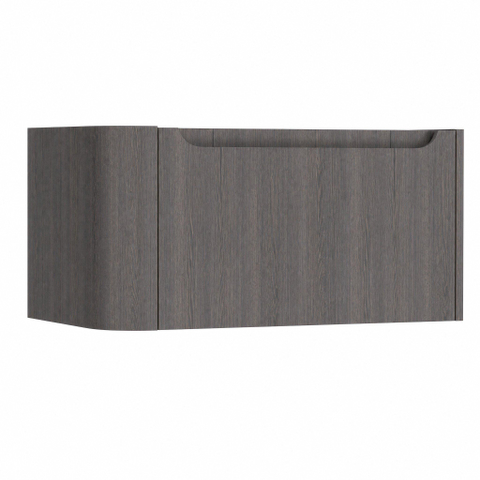 H&R Badmeubelen Juice Meuble sous lavabo - 80x45x40cm - angle gauche arrondi - 1 tiroir - poignée intégrée - Wengé SW1109807