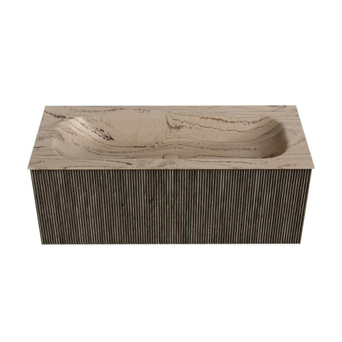 MONDIAZ KURVE-DLUX Meuble de salle de bains 110cm couleur Shadow avec 1 tiroir et 0 porte. Lavabo BIG MEDIUM Central sans trou de robinet Arena. SW1431448