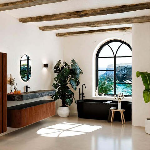 MONDIAZ THOR-DLUX 180cm meuble de salle de bains arrondi gauche + droite couleur Ruby avec 2 tiroirs et 2 portes. Vasque suspendue CLOUD Milieu 1 trou de robinet couleur Lava. SW1466064