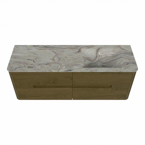 Mondiaz CIRO-DLUX Ensemble de meubles de salle de bains - 140x45x50cm - Plan vasque solid surface Glace - 1 vasque à droite - 1 trou de robinetterie - 4 tiroirs - Dusk SW1532980