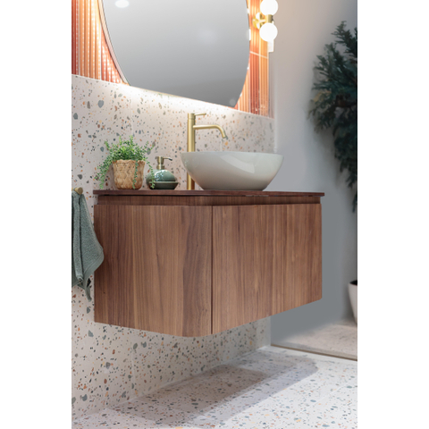 Royal Plaza Terra Meuble sous-lavabo - 100cm - 2 tiroirs - coins arrondis - châtaignier (noyer) SW1174100