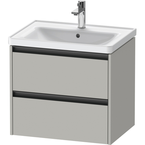 Duravit Ketho.2 Wastafelonderbouwkast - met 2 laden - 63.4x45.5x54.9cm - met grepen antraciet - betongrijs mat SW771874