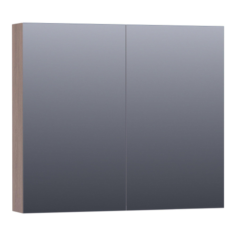 Saniclass Plain Spiegelkast - 80x70x15cm - 2 links/rechtsdraaiende spiegeldeuren - MFC - legno viola SW393113