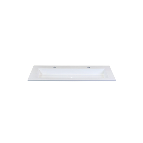 H&R Badmeubelen Thin wastafel kunststeen 100,5x2x45,5cm wit mat 2 kraangaten SW458031