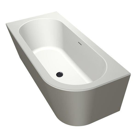 Xenz charley xs baignoire d'angle gauche 165x75 bicolore edelweiss/ciment avec déversoir à fente. vidage en inox SW382023