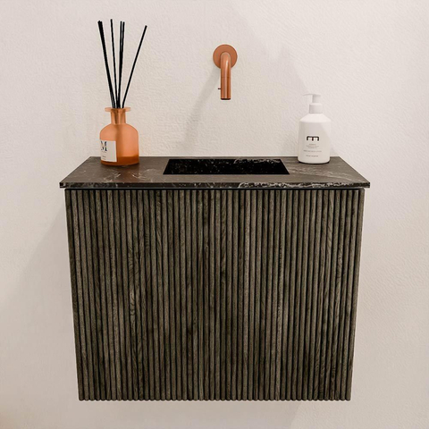 Mondiaz JOYA-DLUX Meuble de toilette 50cm - couleur Shadow - Vasque FAYE position Droite Sans trou de robinet couleur Lava SW1422838