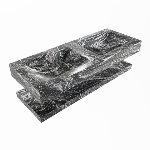 MONDIAZ ALAN - DLUX Badkamermeubelset - 120cm - planchet - Lava - vrijhangende wastafel - 2 wasbakken - 2 kraangaten - Lava SW809250