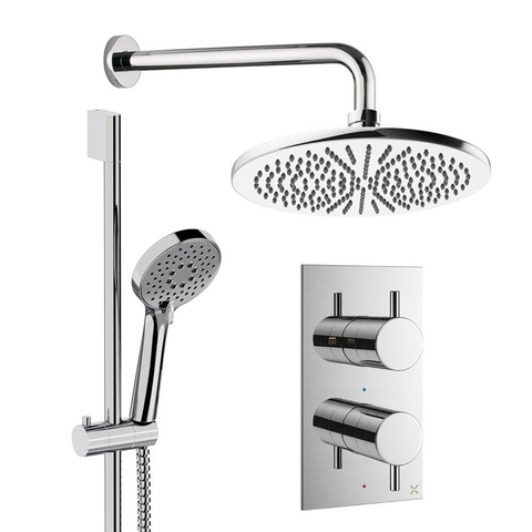 Crosswater MPRO ensemble de douche pluie encastré – douche de tête Ø 30 cm – douchette ronde – 2 leviers – chrome SW1472619