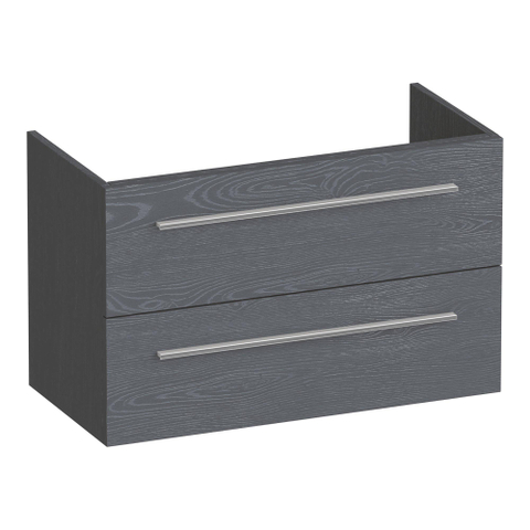 BRAUER Trust meuble sous-lavabo peu profond 80 sans poignées rapportées 2 tiroirs à fermeture douce et 1 découpe pour siphon - Timber Grey SW1204129