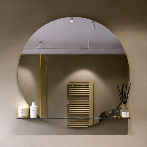 Mondiaz SPOT miroir – Ø 120 cm – avec tablette – Lava (marbre noir) SW1235443