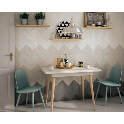 ÉCHANTILLON Terravito Elvella Carrelage mural - 20x6.5cm - 8mm - Gris Claro Brillant SW1221546