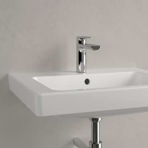 Villeroy & Boch Subway 2.0 wastafel onderzijde - geslepen - 60x47cm inclusief kraangat - met overloop - White Alpine (glans wit) 1024125