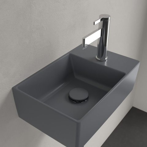 Villeroy & Boch memento 2.0 fontein - 40x26cm - 1 kraangat - zonder overloop CeramicPlus - Graphite (mat grijs) SW354340