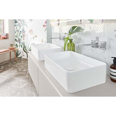 Villeroy & Boch Collaro opzetwastafel rechthoekig - 56x36cm - zonder overloop - zonder kraangat - White Alpine (glans wit) SW336039