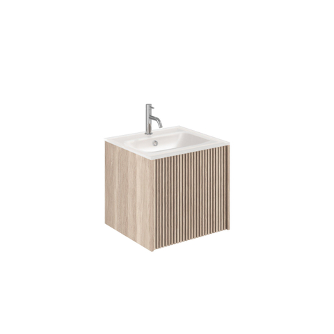 Crosswater Limit Badkamermeubelset - 50x45x45cm - 1 lade - glazen wastafel - modern oak/anthracite (hout) SW1126107