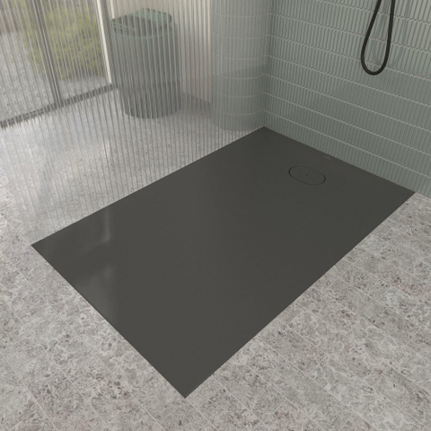 Villeroy & Boch Ecora douchebak - 140x90x3.5cm - afvoer korte zijde - anthracite (antraciet) SW1558901