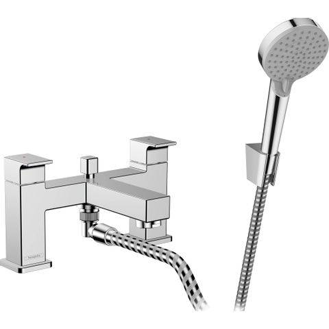 Hansgrohe Vernis Shape badkraan 2-gats badrand - met doucheset - hoogglans chroom SW651661