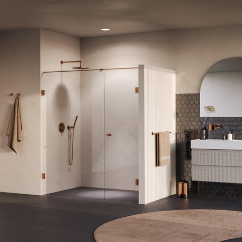 BRAUER Void Carving porte de douche - 180x200cm - porte pivotante 70cm côté mur - PVD - cuivre brossé SW1418206