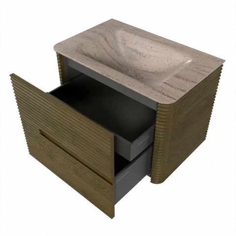 Mondiaz CIRO-DLUX Meuble de salle de bains - 70x45x50cm - Plan-vasque Solid surface Saba - 1 vasque centrale - sans trous de robinet - 2 tiroirs - Dusk SW1533347