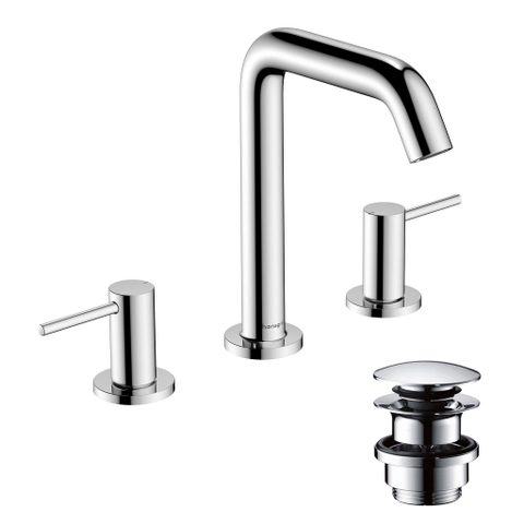 Hansgrohe Tecturis s Wastafelkraan - mengkraan - rond - 15.6cm uitloop - 3-gats - hoogglans chroom SW918664