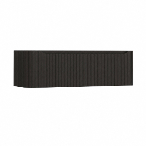 H&R Badmeubelen Juice Wastafelonderkast - 140x45x40cm - linkerhoek afgerond - 3D-front - 2 lades - geïntegreerde greep - basalt SW1260184