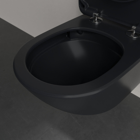 Villeroy & Boch Antao wandcloset - diepspoel - zonder spoelrand - met TwistFlush CeramicPlus - Pure Black (mat zwart) SW917841