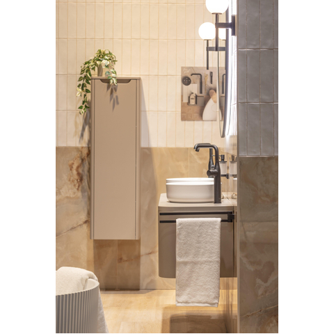 H&R Badmeubelen Juice Halfhoge Kast - 40x35x130cm - met ronde hoeken - 1 deur - rechtsdraaiend - beige mat SW875396