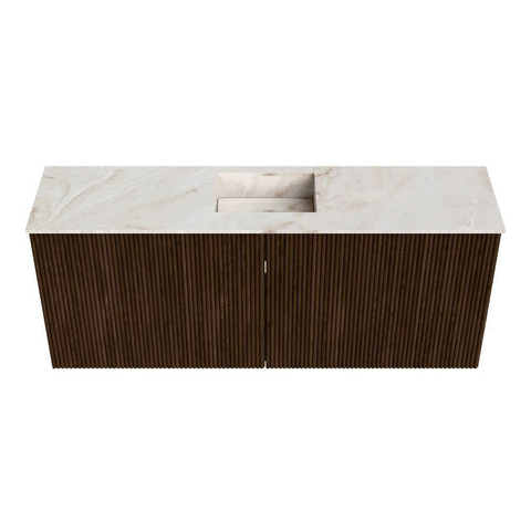 Mondiaz JOYA-DLUX 100cm toiletmeubel - kleur Walnut - Wastafel FAYE positie Midden 1 kraangat kleur Frappe. SW1422352