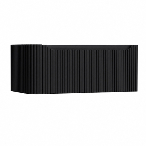 H&R Badmeubelen Juice Wastafelonderkast - 100x45x40cm - linkerhoek afgerond - 3D-front - 1 lade - geïntegreerde greep - zwart mat SW1259747