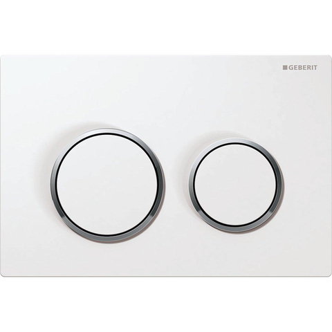 Plaque de commande Geberit Omega20 - chasse d'eau à 2 boutons - rond - blanc/chrome brillant/blanc 0700237