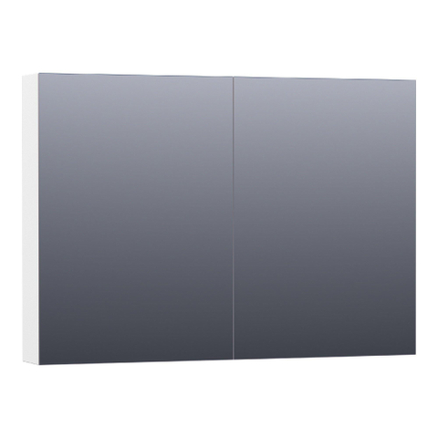 Saniclass Plain Spiegelkast - 100x70x15cm - 2 links/rechtsdraaiende spiegeldeuren - MDF - mat wit SW393040
