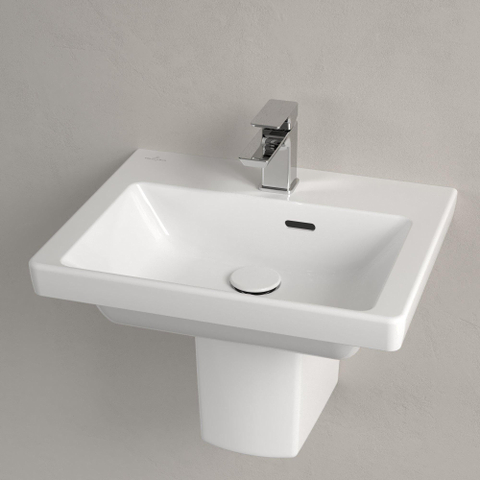 Villeroy & Boch Subway 3.0 fontein - 50x40x14.5cm - met 1 kraangat en overloopgat CeramicPlus - White Alpine (glans wit) SW702066