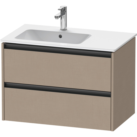 Duravit Ketho.2 Wastafelonderbouwkast - met 2 laden - voor waskom links - 81x48x54.9cm - met grepen antraciet - linnen mat SW771914