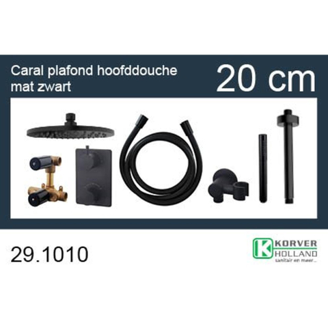 Wiesbaden One Pack Inbouwthermostaatset rond - type 301 - 20cm - mat zwart SW385022