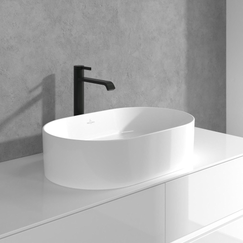 Villeroy & Boch Dawn 1 greeps wastafelkraan verhoogd - zonder pop up afvoergarnituur - mat zwart SW974142