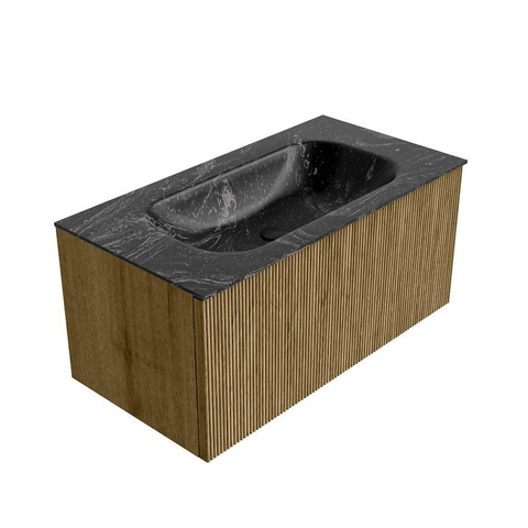 Mondiaz KURVE-DLUX Ensemble de meuble de salle de bains - 90x46x40cm - 1 tiroir - vasque solid surface - centre - sans trou de robinet - Dusk SW1415250