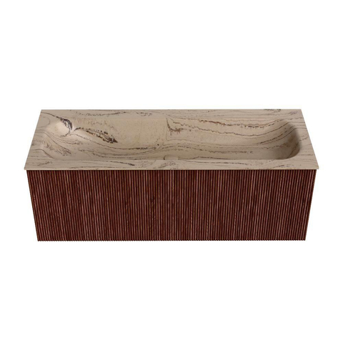 MONDIAZ KURVE-DLUX Meuble de salle de bains 120cm couleur Ruby avec 1 tiroir et 0 porte. Lavabo BIG LARGE Central 2 trous de robinet Arena. SW1431515