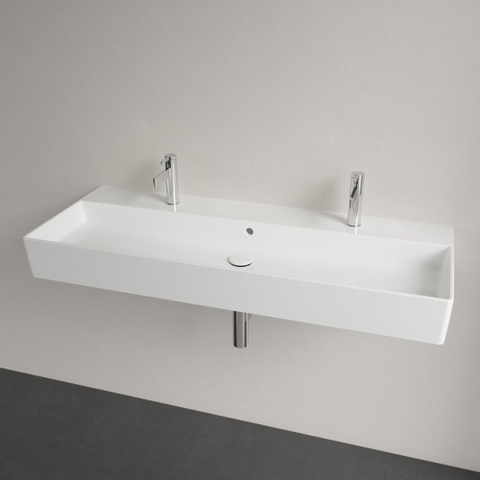 Villeroy & Boch memento 2.0 wastafel onderzijde - geslepen - 120x47cm - met overloop - 2 kraangaten - White Alpine (glans wit) SW354354