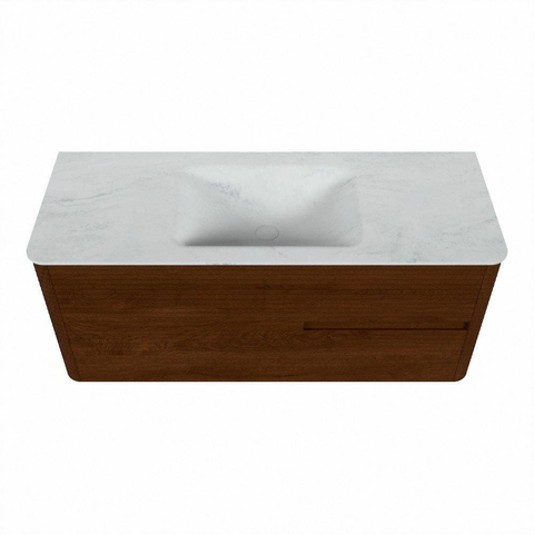 Mondiaz CIRO-DLUX Meuble de salle de bains - 120x45x50cm - Plan vasque solid surface Opalo - 1 lavabo au milieu - sans trous de robinetterie - 2 tiroirs - Ruby SW1531632
