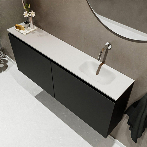 MONDIAZ TURE Toiletmeubel 120x23x50cm met 0 kraangaten 2 deuren urban mat Wastafel Eden rechts Solid Surface Wit SW474940