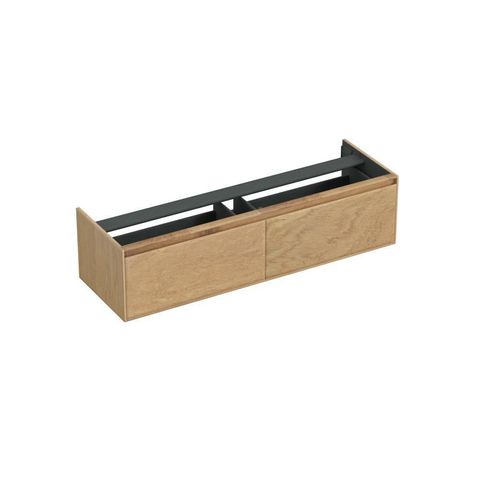 Forzalaqua Reno 2.0 meuble sous-lavabo 160x51x40cm avec 2 tiroirs sans poignées avec fermeture douce Chêne massif Smoke SW492398