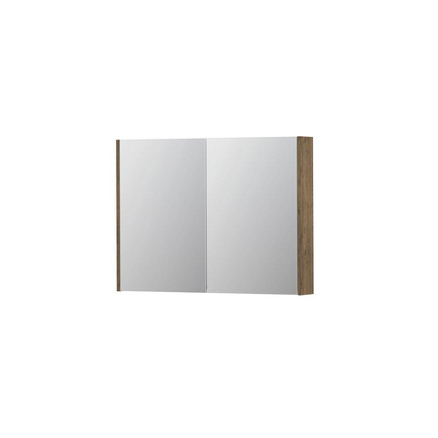 INK SPK2 armoire de toilette – 100 x 74 x 14 cm – 2 portes, portes-miroir double face – Chêne Naturel SW353379