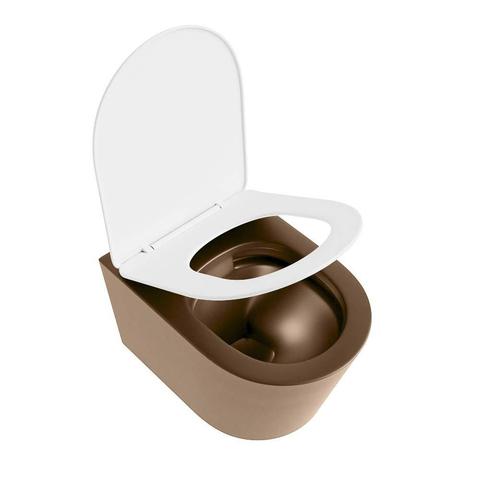 Mondiaz LAVIE hangtoilet – spoelrandloos – 36 x 53 cm – met softclose zitting – Rust (bruin), zitting Talc (wit) SW1208761