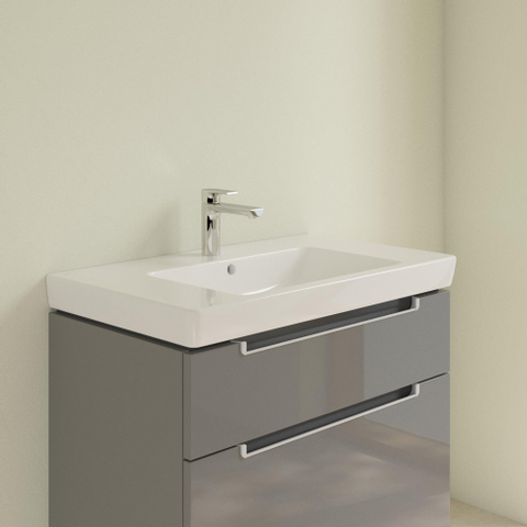 Villeroy & Boch Subway 2.0 wastafel - 80x47cm - 1 kraangat ongeslepen - met overloop - keramiek - White Alpine (glans wit) 1024064