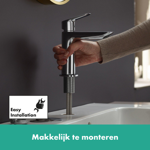 Hansgrohe Logis Eengreepswastafelmengkraan - 110 Fine - met lediging - met trekstang - hoogglans chroom SW651360