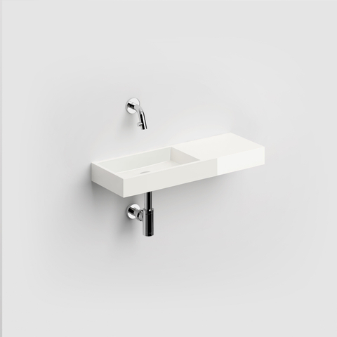 Clou Mini Wash Me lave-mains - 56x19x6cm - pierre minérale - trou robinet droite - blanc SW9308