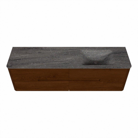Mondiaz CIRO-DLUX Meuble de salle de bains - 170x45x50cm - Plan vasque Solid surface Oza - 1 lavabo à droite - sans trous de robinet - 4 tiroirs - Ruby SW1532126