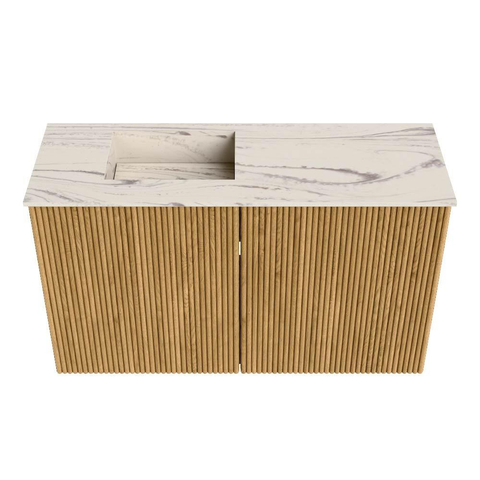 Mondiaz JOYA-DLUX Meuble de toilette 70cm - couleur Chêne - Vasque FAYE position Gauche Sans trou de robinet couleur Nata SW1424004